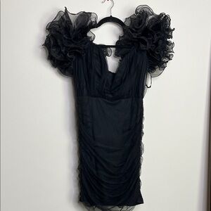 Missguided Black Ruffle Sleeve Mini Dress